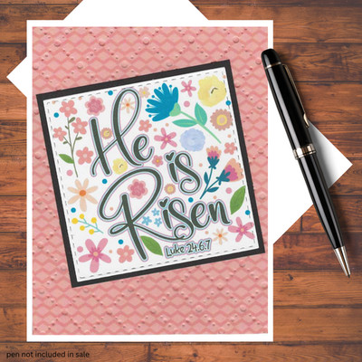 Easter Embossed Handmade Card Kit, Rejoice He Is Risen Floral, 4 Cards/Envelopes