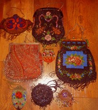VINTAGE LOT OF 8 BEADED PURSES