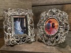 2 VTG GODINGER Silver Art Mini Picture Frame 3.5” X 4” & 2.25”x1.5” Heavy Ornate