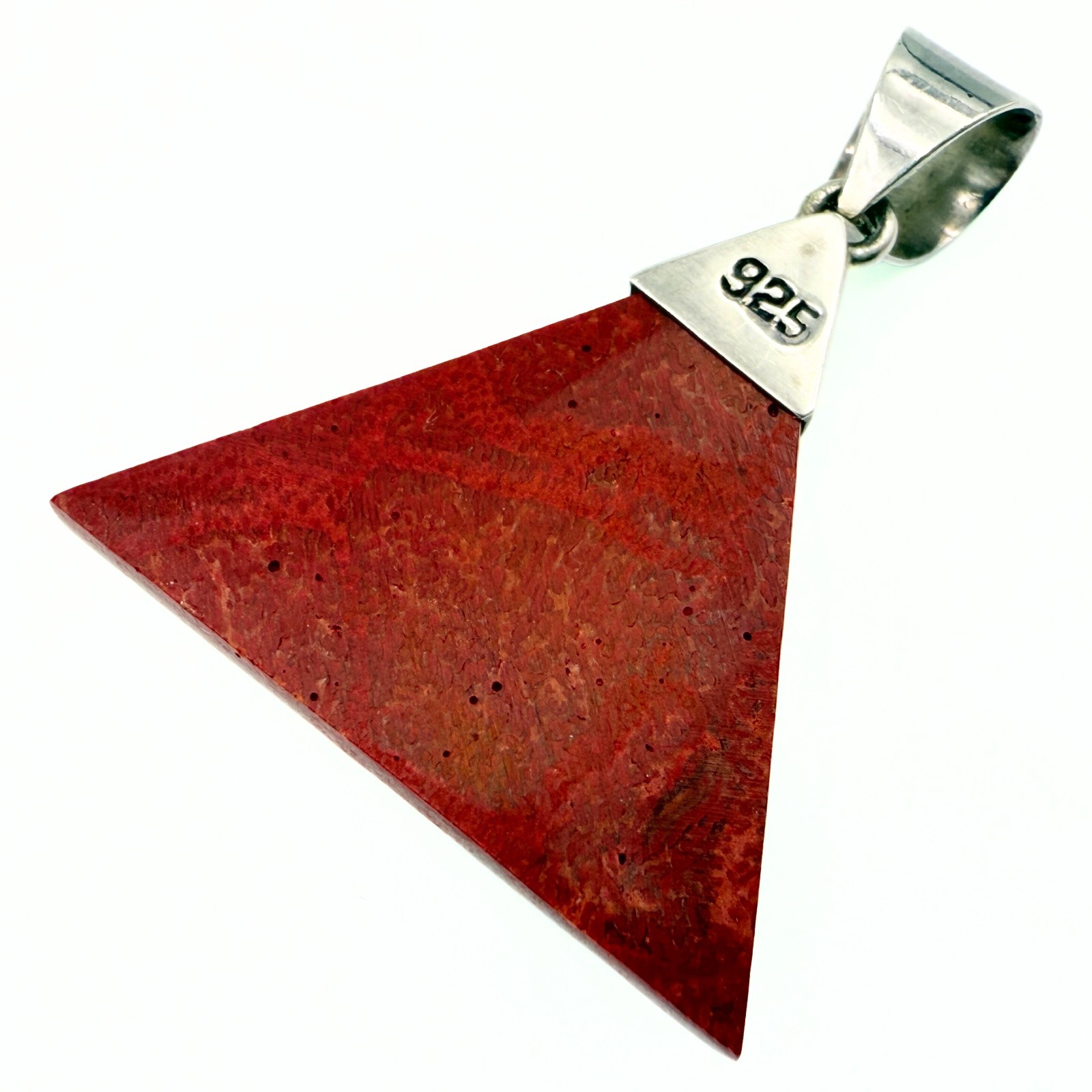 Stunning Marked Sterling Silver Triangular Red Sp… - image 6
