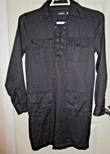 Lauren Ralph Lauren Womens Size 4 Black Safari Lace-up Midi Dress w/Pockets