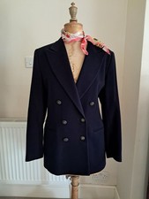Vintage (1990’s) Viyella Navy Wool / Cashmere Double Breasted Jacket - Size 10