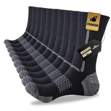 Men's Cotton Crew Work Socks, 5 Pairs Cushioned Boot Moisture 8-10 Carbon Black