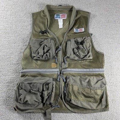 Vintage Eagle Claw Mesh Fishing Vest Green Adult Size Medium