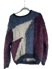Domoforte Pullover Damen Größe 18 Rot Blau Weiß Acryl Strick Stern 