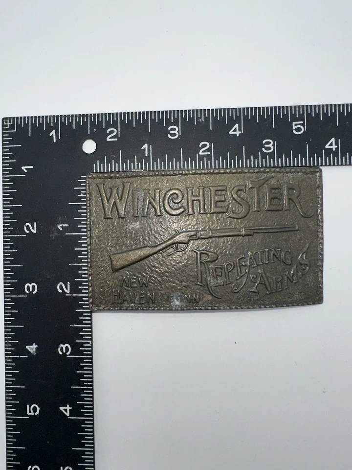 Винчестер повторяющиеся рычаги металлический ремень пряжка New Haven Conn винтажный 70-х - Изображение 3 из 3