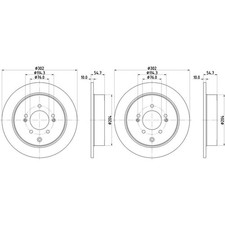 2x HELLA PAGID BREMSSCHEIBEN Ø302mm HINTEN passend für HYUNDAI TUCSON KIA SPORTA