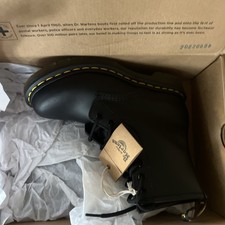 Dr. Martens 1460 Boots Womens Size 6 Black 8 Eye Lace Up Made in England NIB
