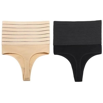 2pcs Women High Waist Shaping Brief Lady Thong Body Shaper Slimming Underwear 