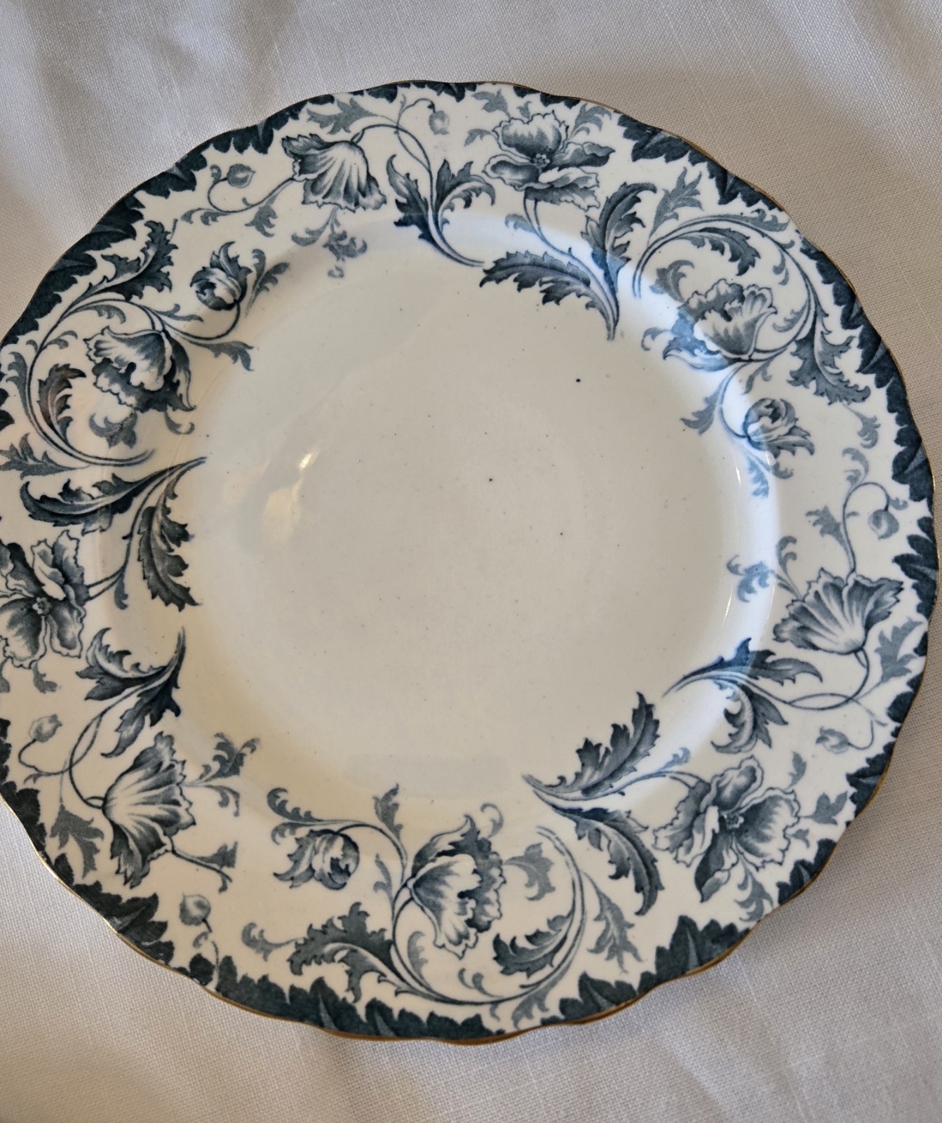 Antique W Hulme Ophir Flow Blue Luncheon Plates Set 4 Burslem England