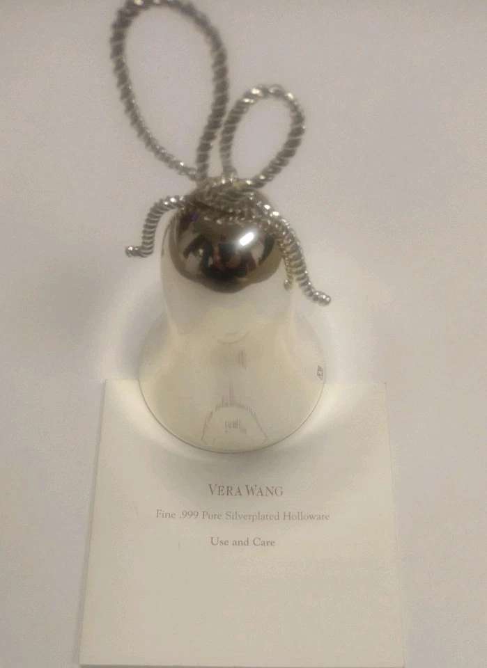 Vera Wang Love Knots Kissing Bell Fine .999 Pure Silverplated Hollowware - Image 2 of 3