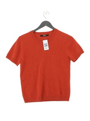 Quitte Damen Top S Orange 100% Kaschmir Kurzarm Rundhals Basic