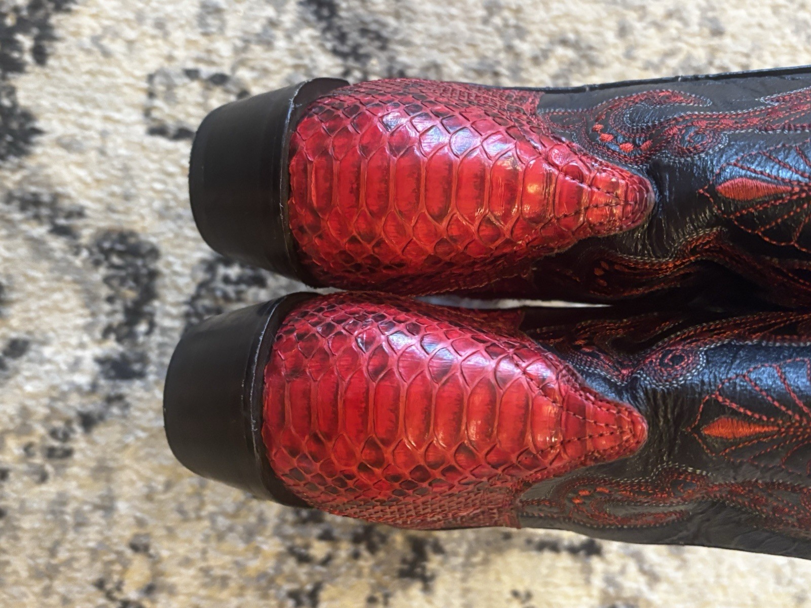 Circle G Red Python Leather Red Black Womens Size… - image 9