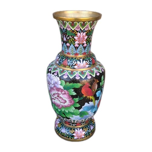 Große antike chinesische Cloisonne Vase Ruyi Lapit Bordüren Chrysantheme 15 Zoll - Bild 1 von 16