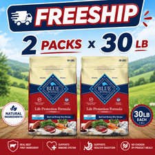 2 Packs -Blue Buffalo Life Protection Dry Dog Food - Beef & Brown Rice, 30lb 1.22 per pound