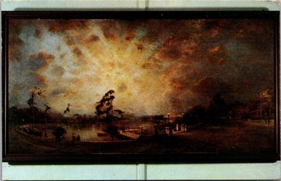 George Inness Jr. SUNSET ON THE BAYOU Art Postcard Tarpon Springs FL 1954