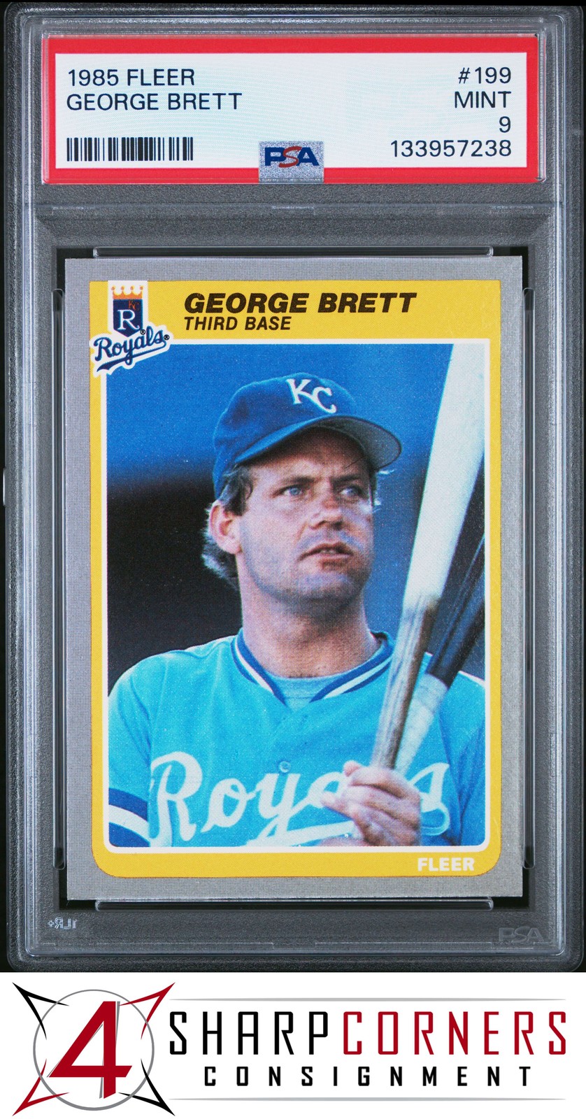 1985 FLEER #199 GEORGE BRETT ROYALS HOF PSA 9