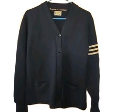 Vintage 50s Octonek Lettermans Sweater Black Cardigan Wool Heavy 36 Size Medium