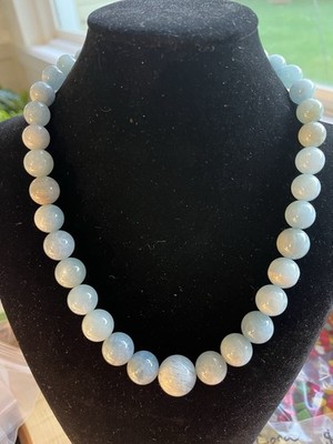 Wunderschöne elegante Aquamarin Farbverlauf Halskette Sterling Silber 925 Mondstein