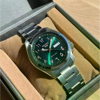 Seiko 5 Sports SRPH49K1 Rare Arabic Green Dial Automatic Watch 40mm