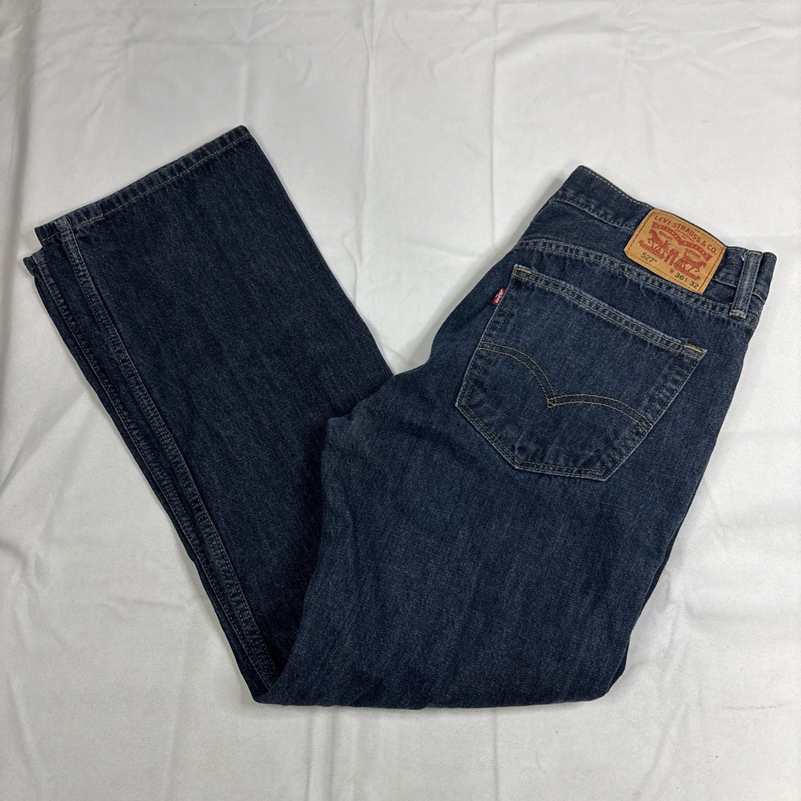 Levis 527 Jeans Mens 36x30 Slim Fit Bootcut Dark Wash Blue Denim