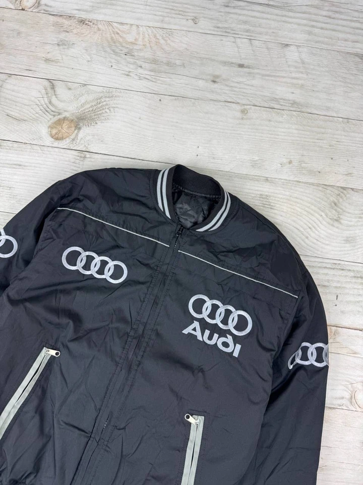 Vintage Audi Bomber Jacket Grand Prix Racing 90s Men Size M Black - Image 2 of 4