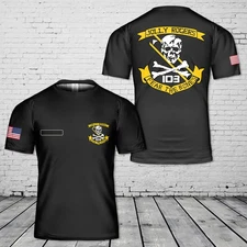 Custom Name US Navy Jolly Rogers VF-103 Fear The Bones T-Shirt 3D