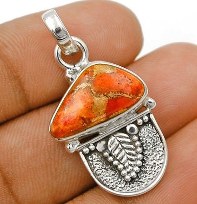 Natürliche Kupfer Koralle Türkis 925 massiv Sterling Silber Anhänger Schmuck 