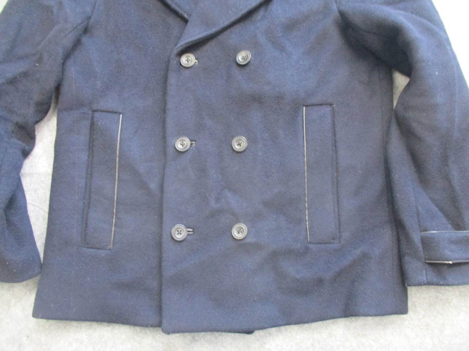 TopMan Chaquetón Para Hombres Mediano Azul Marino Mezcla de Lana Otoño Invierno Adulto Abrigo Foto 3 de 4