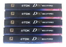 Lot 5 TDK D60 High Output IEC I/Type I Cassette Tapes 60 Minutes New Sealed