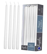 12 Pack Tall Taper Candles - 10 Inch White Dripless, Unscented Dinner 10 inch