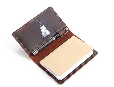 notebook notes book jacket cover wallet card case bag cow leather brown H63-1