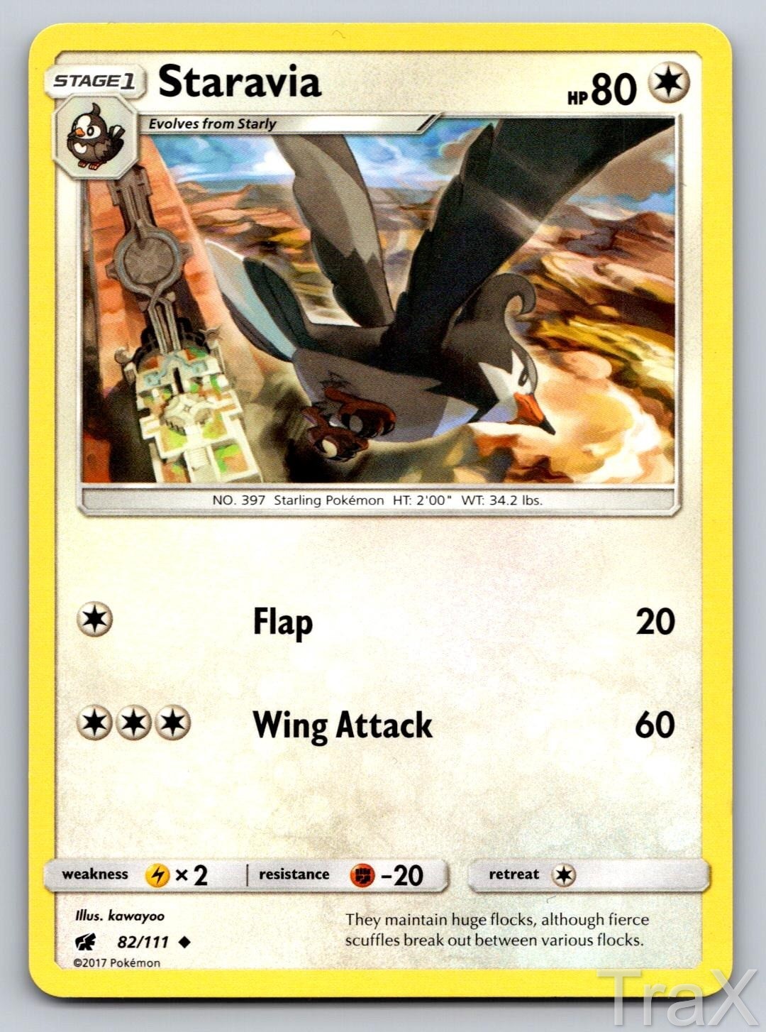 Staravia 82/111 Crimson Invasion Pokemon LP Uncommon