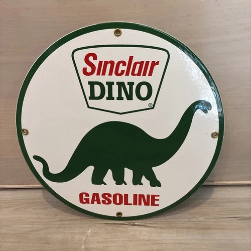 SINCLAIR DINO GASOLINE PORCELAIN SIGN 12” Motor Oil Vintage Design