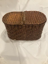Picnic Woven Basket Rattan Grass Foldable Bamboo