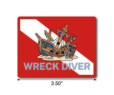 3.5" DECAL Sticker WRECK DIVER Shipwreck Scuba Diving Diver-Down Dive Flag USA