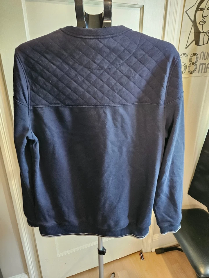 Ben Sherman Navy Quilted Sweatshirt M Crewneck NWOT Modern Mod Oi Active RARE - Image 2 of 4