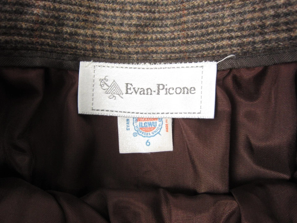 True Vintage Evan Picone Skirt Womens 6 Brown Plaid Wool A-Line Midi 70s USA - Image 3 of 4