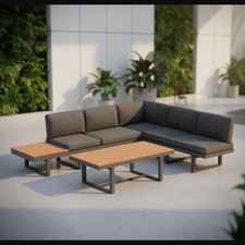 Sitzgruppe Aluminium Lounge Ecksofa mit Liegefunktion wetterfest Essgruppe