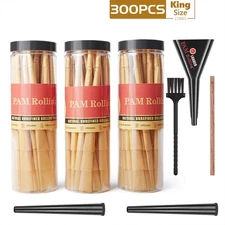 300Pack King Size W/Filter Tip Pre Rolled Cones with Cone Loader Stick and Tubes