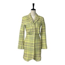 & Other Stories Jacket Mini Dress Long Blazer Yellow Gray Plaid Women’s Size 0