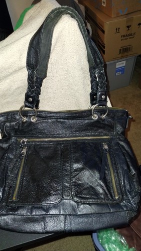 The Sak Genuine Leather Slouchy Hobo Shoulder Hand Bag Purse Black Large - Afbeelding 1 van 5