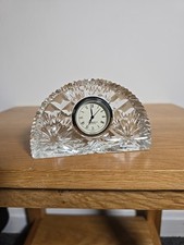 Vintage Edinburgh Crystal Half-Moon Quartz Clock with Frosted Flower detail