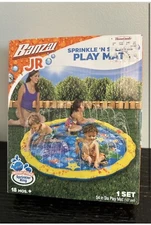Banzai Play Mat Jr. Sprinkle N Splash Water Toy 54"D Toddler Kids Outdoor Pool