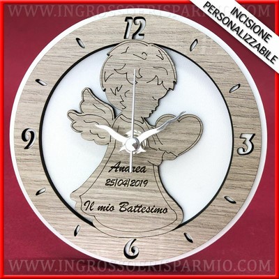 OROLOGIO ARTIGIANALE IN LEGNO CON ANGELO E INCISIONE BOMBONIERE COMUNIONE  ONLINE | eBay