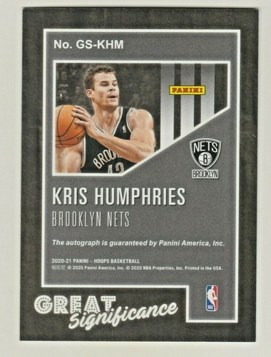 Autógrafo Panini Hoops 2020-21 gran significado #gs-khm kris humphries automático - Imagen 2 de 2