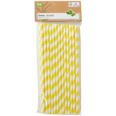 40er Set Recyclingpapierstrohhalme - gelb
