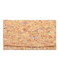 Ladies Designer Cork Vegan Leather RFID Blocking Clutch Wallet with Zip Pocket