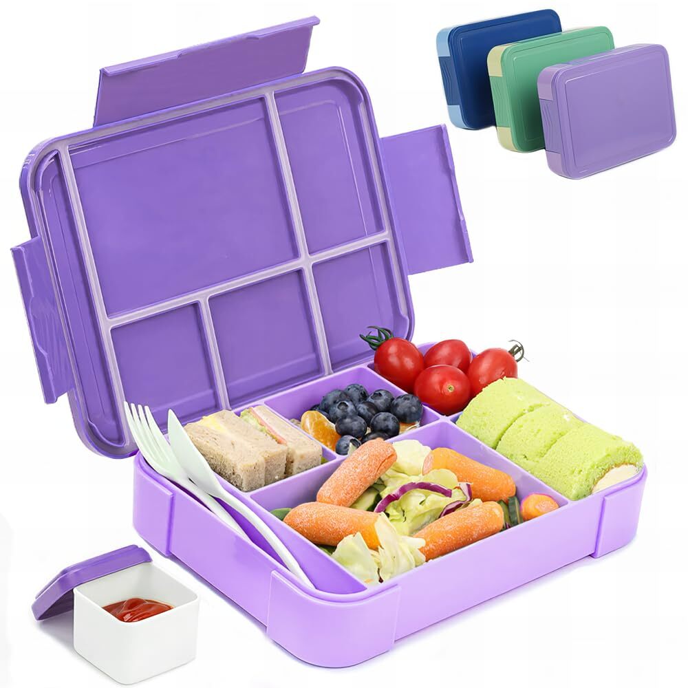 Leakproof 1300ml Bento Lunch Box for Adults with 6 Compartments