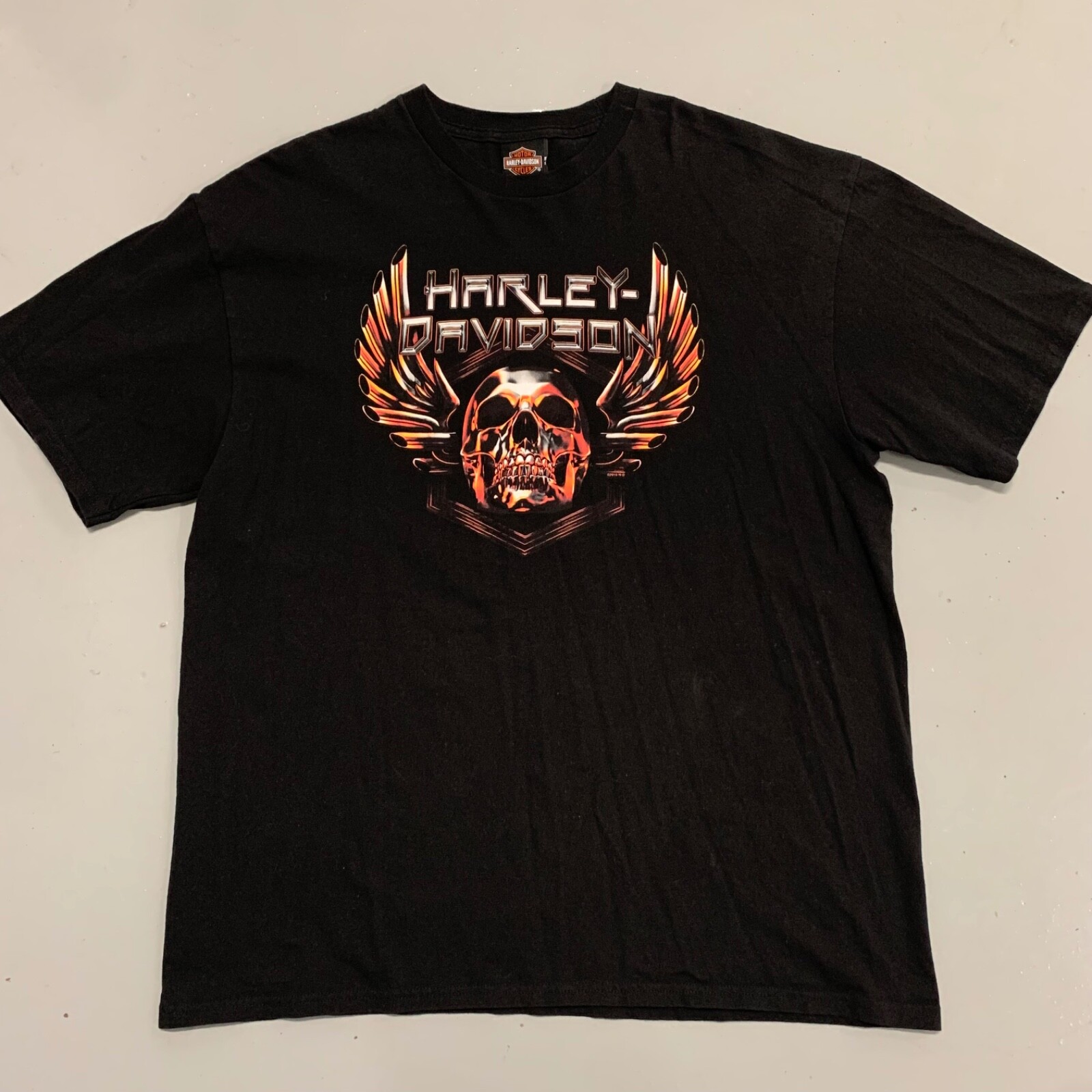 Harley Davidson Chrome Skull Wings Old School Ellington CT T-Shirt Men's Large